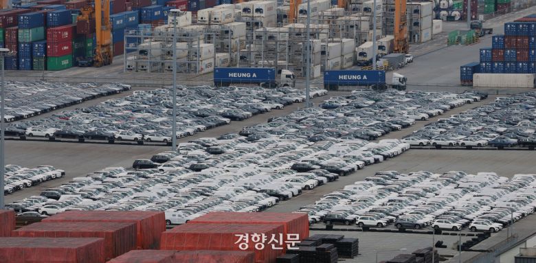 지난 7월31일 경기 평택항에 수출용 자동차들이 주차돼 있다. 권도현 기자
