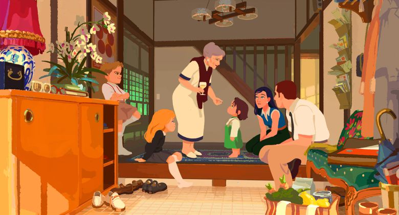 영화 <리틀 아멜리>의 한 장면. 가운데 선 가장 작은아이가 아멜리다. 영화사 진진 제공