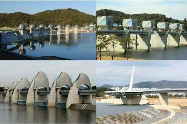 (왼쪽 위부터 시계방향) 한강 이포보, 금강 공주보, 영산강 승촌보, 낙동강 강정고령보/연합뉴스