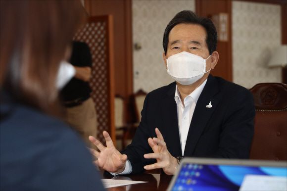 - 정세균 국무총리가 1일 오전 서울 종로구 정부서울청사에서 코로나19와 의료계 파업 등 현안들과 관련해 기자간담회를 갖고 있다. 2020.09.01 사진공동취재단