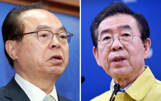 - 내년 4월 보궐선거는 고(故) 박원순(오른쪽) 전 서울시장, 오거돈(왼쪽) 전 부산시장의 성추문 의혹 등 민주당 소속 단체장의 귀책사유로 치러진다. 서울신문 DB