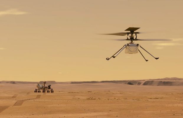 퍼서비어런스와 소형 헬기 형태의 무인기 ‘인제뉴어티’의 그래픽 이미지