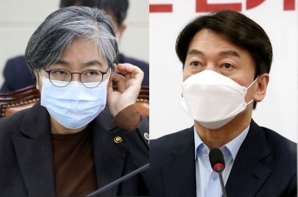 정은경 vs 안철수 - 국민의당 안철수 대표가 22일 국회에서 열린 최고위원회의에서 발언하고 있다. 왼쪽은 지난 17일 국회에서 열린 보건복지위원회 전체회의에 출석한 정은경 질병관리청장. 연합뉴스