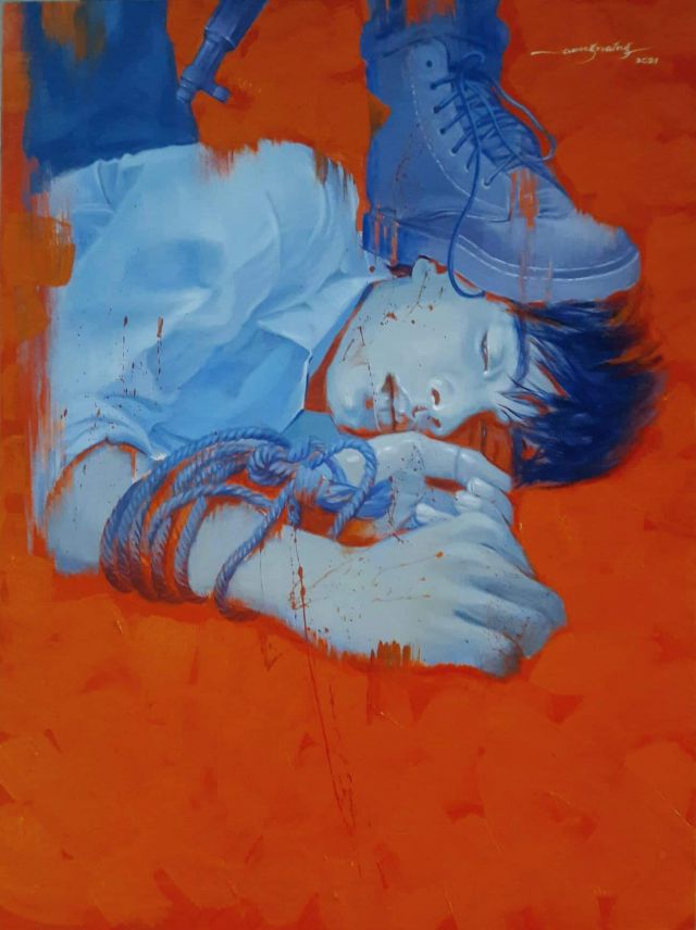 - 미얀마 작가의 ‘피투성이 쿠데타’, 전남대 박물관은 5.18 41주년을 앞두고 10일부터 미얀먀 작가들의 작품을 전시한다.