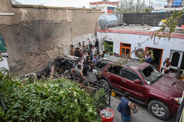 29일 있었던 아프가니스탄 카불의 미국 무인기 공습 현장 30일 모습./AFP연합뉴스