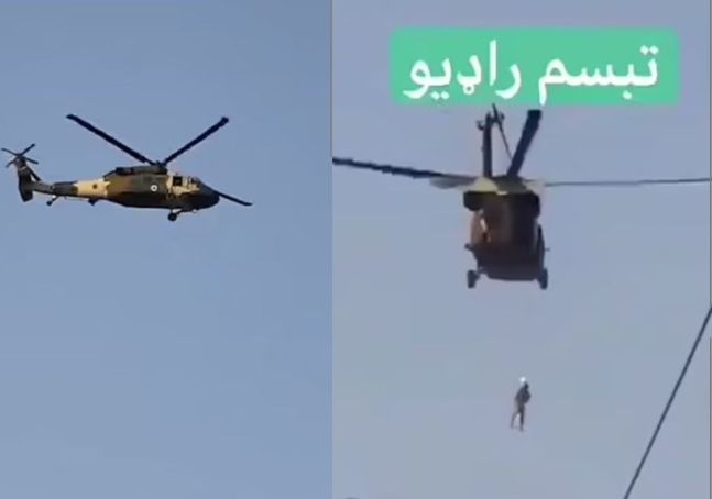 칸다하르 상공을 날고있는 블랙호크의 모습