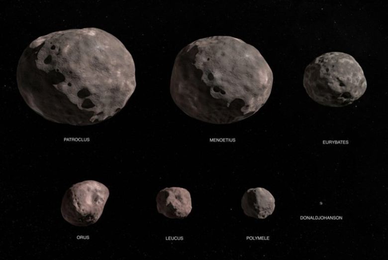 루시가 탐사 예정인 소행성들의 모습. 사진=NASA