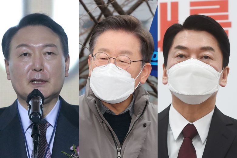 왼쪽부터 국민의힘 윤석열, 더불어민주당 이재명, 국민의당 안철수 대선 후보. 국회사진기자단