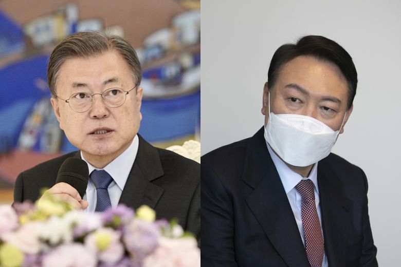 문대통령, 尹에 사과 요구…”근거없이 적폐 몰아, 강력 분노” - 문재인 대통령은 10일 국민의힘 윤석열 대선후보가 언론 인터뷰에서 집권 시 전 정권 적폐청산 수사를 할 것이라고 말한 데 대해 사과를 요구했다. 2022.2.10 서울신문