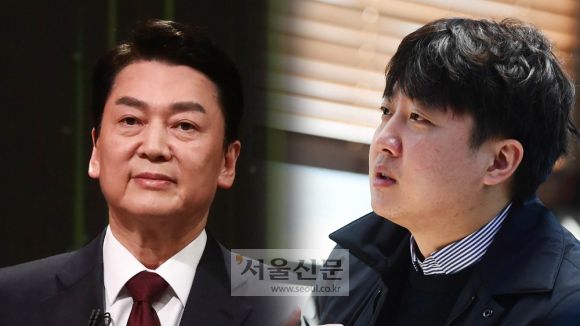 안철수 국민의당 대선 후보(왼쪽), 이준석 국민의힘 대표(오른쪽). 서울신문DB.