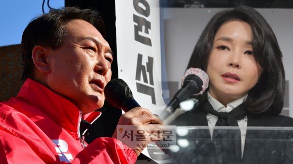 윤석열 국민의힘 대선 후보(왼쪽), 윤 후보 부인 김건희씨. 서울신문DB.