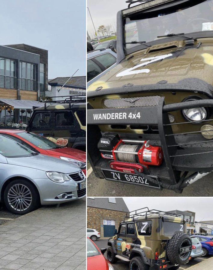 한 차량은 차창에 영어 알파벳 대문자 ‘Z’ 표식을 붙여놨다. / 아일랜드 주재 우크라이나 대사관 트위터