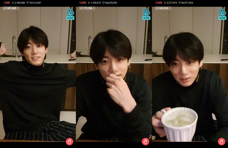 방탄소년단(BTS) 정국. 브이라이브 방송화면 캡처