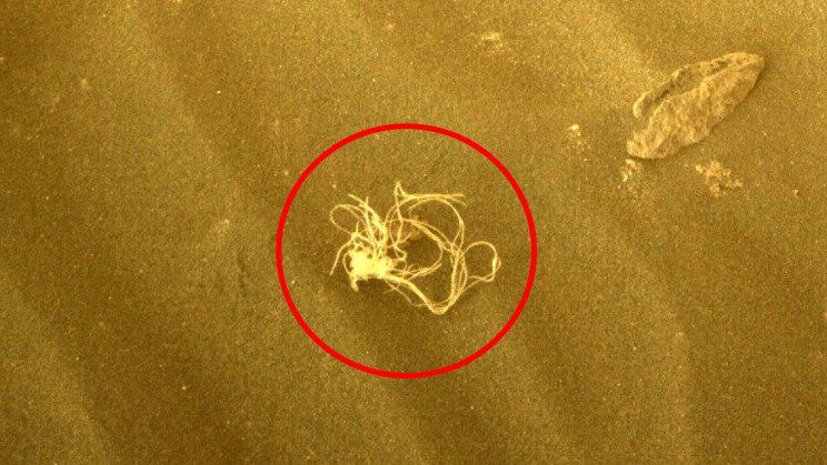 퍼서비어런스가 화성에서 촬영한 실뭉치처럼 보이는 물체. 사진=NASA/JPL-Caltech