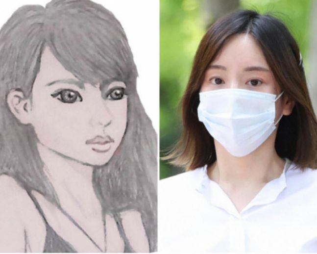 - 황재필씨 블로그에 소개된 황하나씨의 그림(왼쪽)과 황하나씨. 네이버웹툰 도전만화 홈페이지, 뉴시스