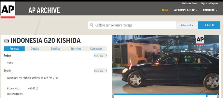 기시다 후미오 일본 총리가 13일(현지시간) 인도네시아 발리에 도착해 픽업 차량을 타고 이동하는 모습. AP 통신