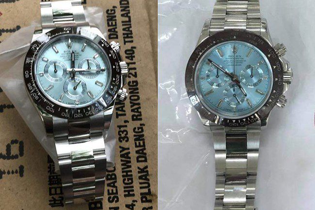 진품 롤렉스(오른쪽)를 짝퉁(왼쪽)으로 바꿔치기 한 앙씨