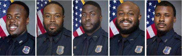 난폭 운전을 했다는 이유로 타이어 니컬스를 집단 폭행해 숨지게 한 경찰관 5명. 2023.1.27 멤피스 경찰 제공 AP 연합뉴스