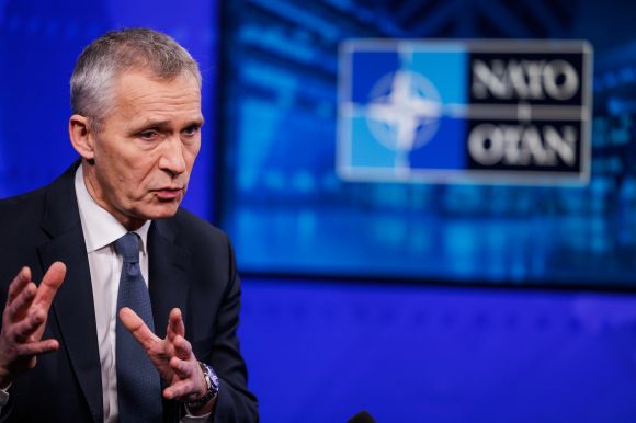 옌스 스톨텐베르그 북대서양조약기구(NATO·나토) 사무총장이 한국 출발 하루 전인 27일(현지시간) 벨기에 브뤼셀 나토 본부에서 연합뉴스와 인터뷰를 하고 있다. 2023.1.29 연합뉴스/나토 제공