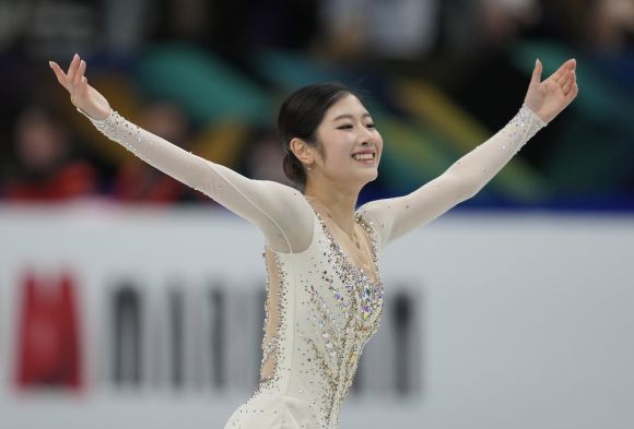 이해인 은메달 - 한국 피겨스케이팅 여자 싱글 ‘4대륙 퀸’ 이해인이 24일 일본 사이타마 슈퍼 아레나에서 열린 2023 국제빙상경기연맹(ISU) 피겨스케이팅 세계선수권대회 여자 싱글 프리스케이팅에서 연기를 펼치고 있다.  사이타마 EPA 연합뉴스