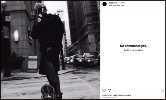 생 본 콜루치의 인스타그램 계정에 올라온 게시물. 장소가 미국 뉴욕으로 태그돼 있지만 사진의 배경은 캐나다 토론토 시내라고 아이하트라디오 캐나다판은 전했다.