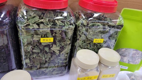 누에의 먹이인 뽕나무의 뽕잎차. 실크를 만들어내는 누에는 농약이 전혀 없는 청정지역에서만 살 수 있다. 뽕나무의 열매 ‘오디’. 농촌진흥청 제공