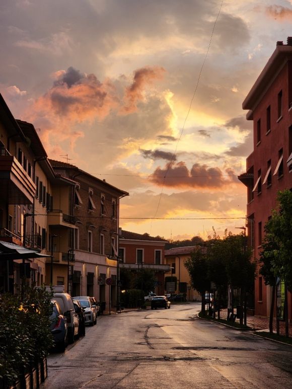 키우시 시가의 노을.