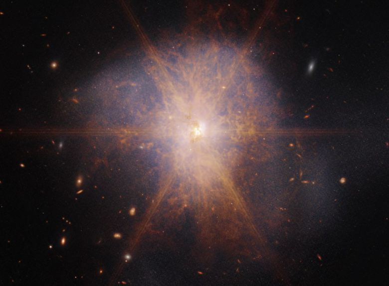 제임스웹 우주망원경(JWST·웹 망원경)이 촬영한 합병은하인 ‘Arp 220’의 모습. 사진=NASA, ESA, CSA, STScI, Alyssa Pagan(STScI)