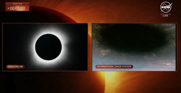 북미 대륙의 일식을 생중계 중인 NASA TV