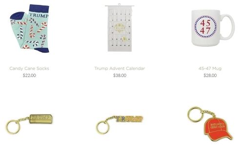 트럼프 그룹이 판매하는 크리스마스 굿즈. 트럼프스토어 홈페이지 캡처