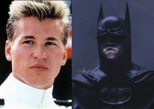 영화 ‘탑건’(1986)에서 ‘아이스맨’ 역을 맡은 발 킬머(왼쪽). 오른쪽은 그가 주연 ‘배트맨’ 역을 맡은 영화 ‘배트맨 포에버’(1995). 자료 : 파라마운트 픽쳐스·워너 브라더스