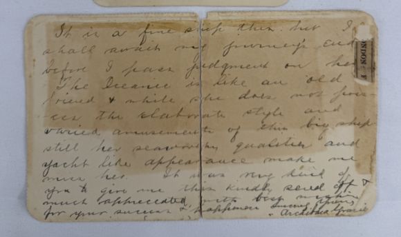 타이타닉호 생존자 그레이시 대령이 쓴 편지. 사진=헨리 알드리지 앤드 손