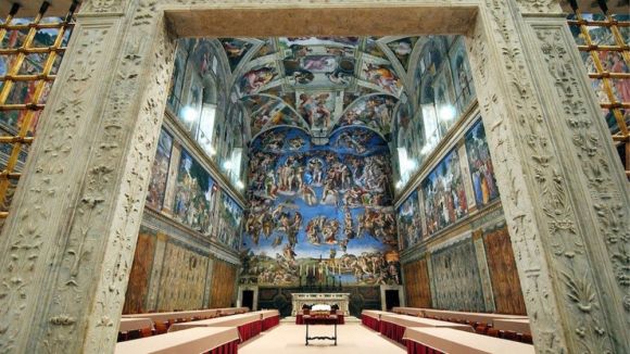 콘클라베가 열리는 시스티나 성당. 바티칸 뉴스 갈무리.