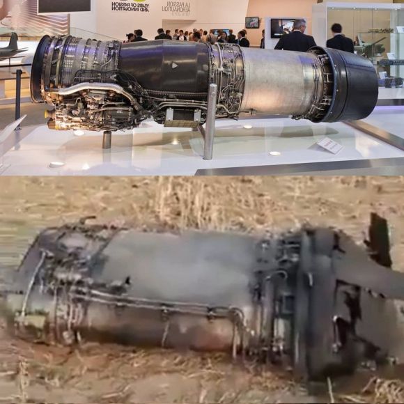 7일(현지시간) 인도와 파키스탄의 무력충돌 당시 양국군이 공중전을 벌인 이후, 파키스탄 펀자브주에서 인도군이 운용하는 프랑스산 4.5세대 다목적 최신예 전투기 ‘라팔’ 탑재  M88 터보팬 엔진과 유사한 잔해가 발견됐다. 파키스탄군은 중국산 J-10C 전투기로 라팔 3대 등 인도군 전투기 5대를 격추했다고 주장했다. 2025.5.8 엑스