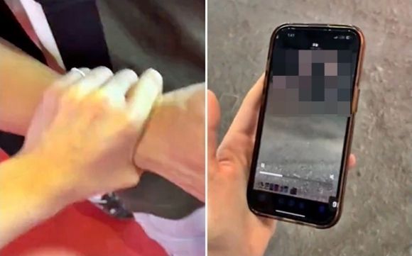 13일 중국 홍성신문 등 현지 매체에 따르면 부산 소재 고등학교에 다니는 A군은 전날 상하이 모터쇼 현장에서 중국인 여성 B씨를 몰래 촬영하다가 붙잡혔다. 사진은 사건 당시 피해여성이 촬영한 동영상 일부. 웨이보