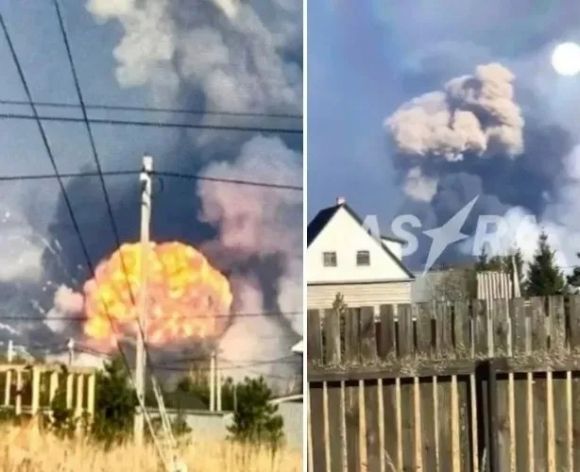 러시아 탄약고 폭발 당시 모습. 러시아 매체 아스트라 제공