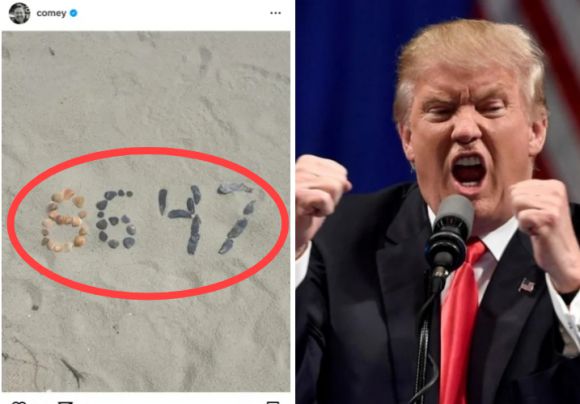 왼쪽은 제임스 코미 전 미국 연방수사국(FBI) 국장이 15일(현지시간) 인스타그램에 올린 사진. 오른쪽은 도널드 트럼프 미국 대통령. 인스타그램 캡처