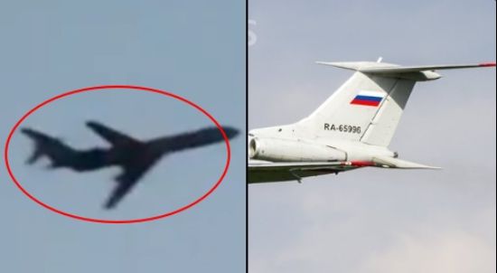 왼쪽은 지난 25일(현지시간) 러시아 수도 모스크바 인근의 트레비시에서 러시아 방공부대의 공격을 받은 비행체, 오른쪽은 러시아군이 운용하는 군용 수송기인 Tu-134 자료사진