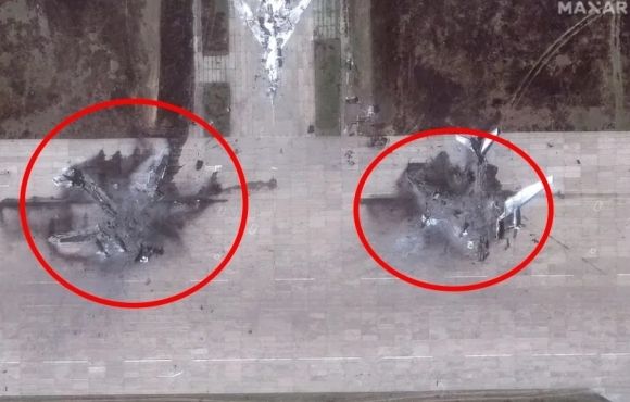 우크라이나의 거미줄 작전에 러시아 올레냐 공군기지에 있던 장거리 전략폭격기 투폴레프(Tu)-95MS가 뼈대만 남은 상태로 훼손됐다. 출처=막서 테크놀러지