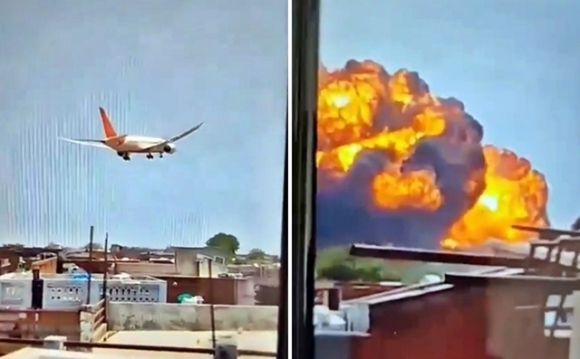 12일(현지시간) 인도 구자라트주 아마다바드 공항 인근 에어인디아 여객기 추락 사고 현장에 구조대원들이 모여 있다. 승객 230명과 승무원 12명 등 최소 242명을 태우고 영국 런던 개트윅 공항에 착륙할 예정이던 에어인디아 여객기는 이날 사르다르 발라브바이 파텔 국제공항에서 이륙한 직후 추락했다. 2025.6.12 엑스