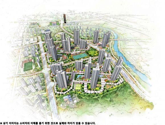 해링턴 플레이스 풍무 조감도 일러스트. 효성중공업 제공