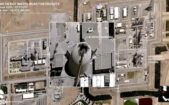 이스라엘 공격으로 파괴된 이란 아라크 원자력 시설. 이곳에는 핵물질이 없는 것으로 알려져 있다.