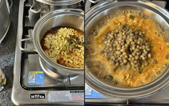 ‘저속노화’ 개념으로 유명한 정희원 서울아산병원 노년내과 교수가 고강도 달리기 운동 후 조리한 ‘렌틸콩 라면’. 2024.2.17 엑스