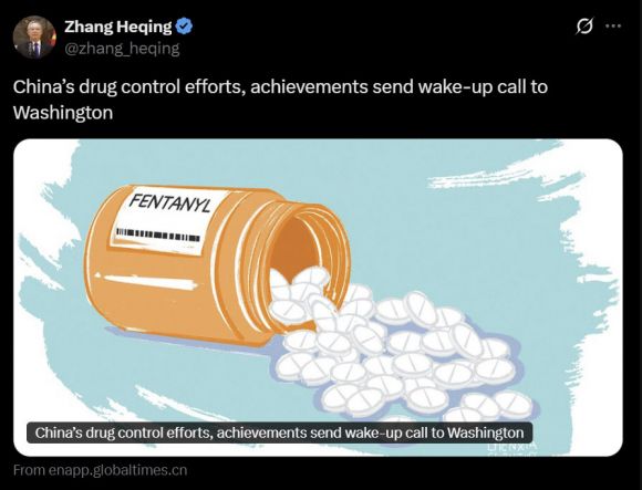 소셜미디어에 공유된 글로벌타임스 오피니언 관련 게시글. 출처=장허칭 엑스