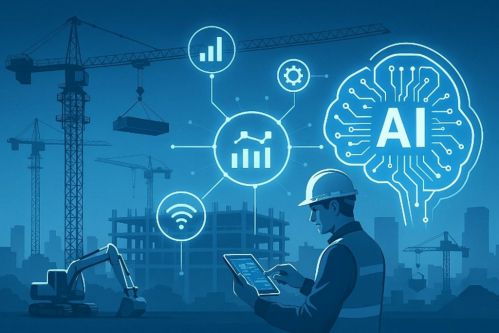 Copilot을 활용해 만든 스마트건설과 AI 관련 이미지.