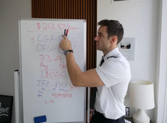 미국의 한 대형 항공사에서 근무 중인 부기장이 자신의 시급을 공개해 화제다. 유튜브 캡처