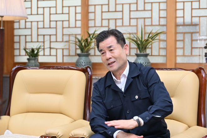 김영길 울산 중구청장이 9일 서울신문과의 인터뷰에서 민선 8기 3주년 성과를 설명하고 있다. 울산 중구 제공