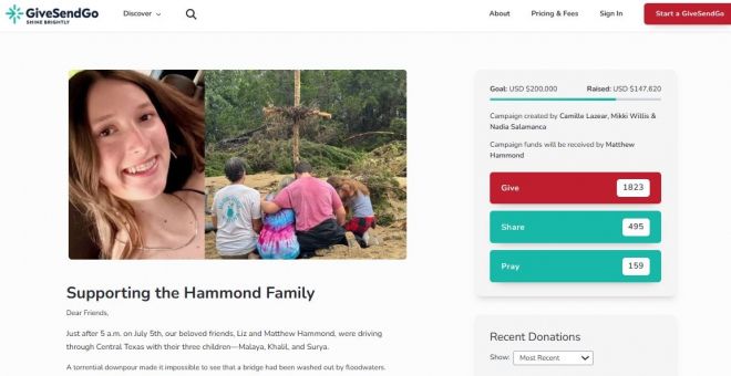 ‘기브샌드고’(GiveSendGo) 모금 사이트 캡처