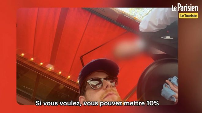 프랑스 파리의 한 식당 종업원이 외국인 관광객으로 위장한 손님에게 원하는 경우 10% 팁을 추가할 수 있다고 설명하고 있다. 프랑스 일간 르파리지앵 유튜브 캡처