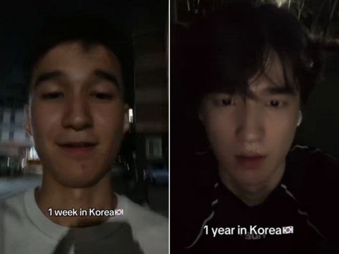 한국에 거주하는 한 외국인 남성이 지난 6일 자신의 채널에 올린 짧은 영상 속 한국 생활 전후 비교 모습. 이 영상은 조회수 450만건을 기록했다. 틱톡 채널 ‘_ern1ck’ 캡처